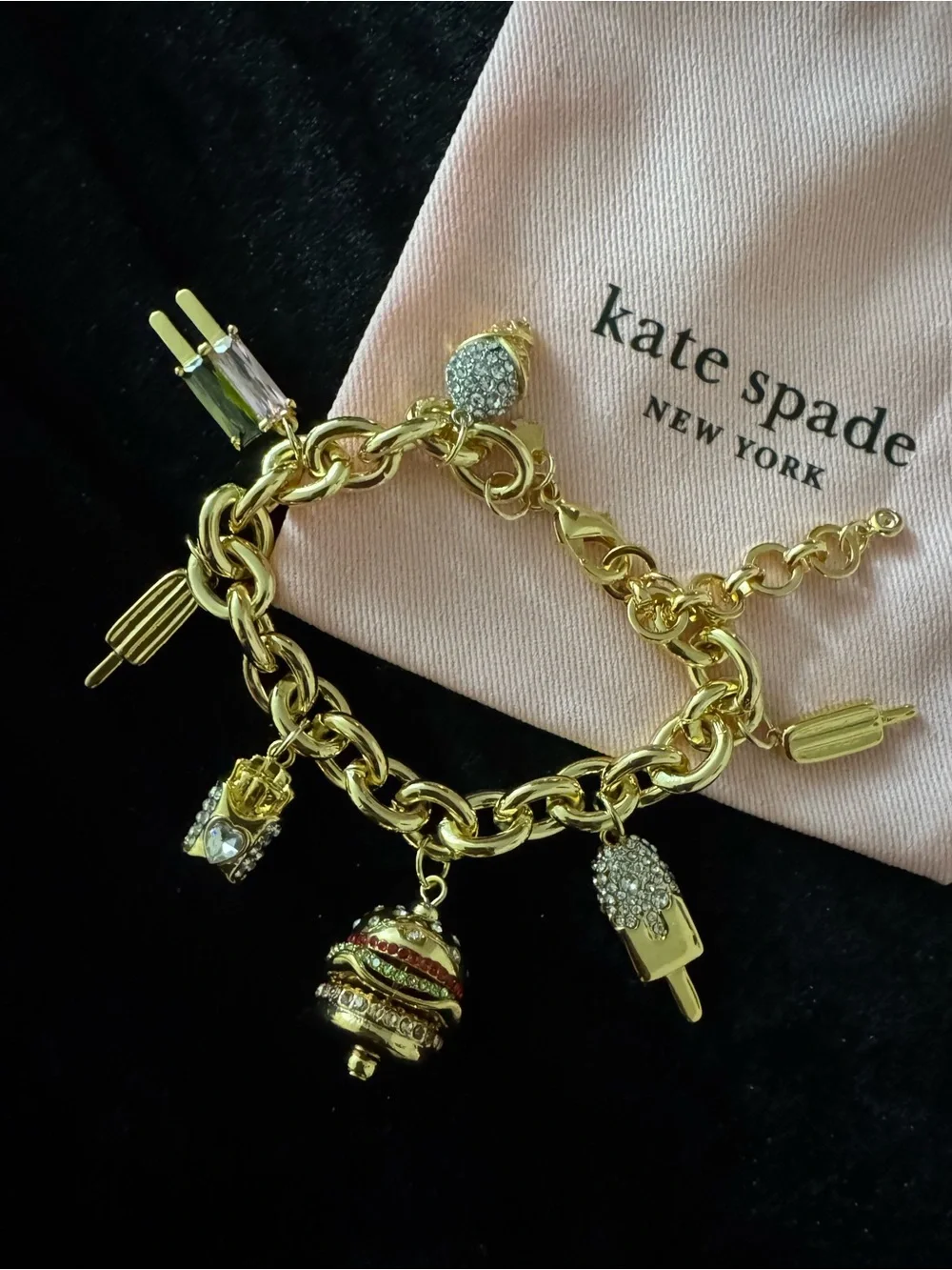 kate spade New York Gold Tone Fast food charm Bracelet - Gold tone